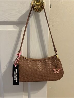 Like Dreams Woven Faux-Leather Shoulder Bag with free new butterfly bag charm